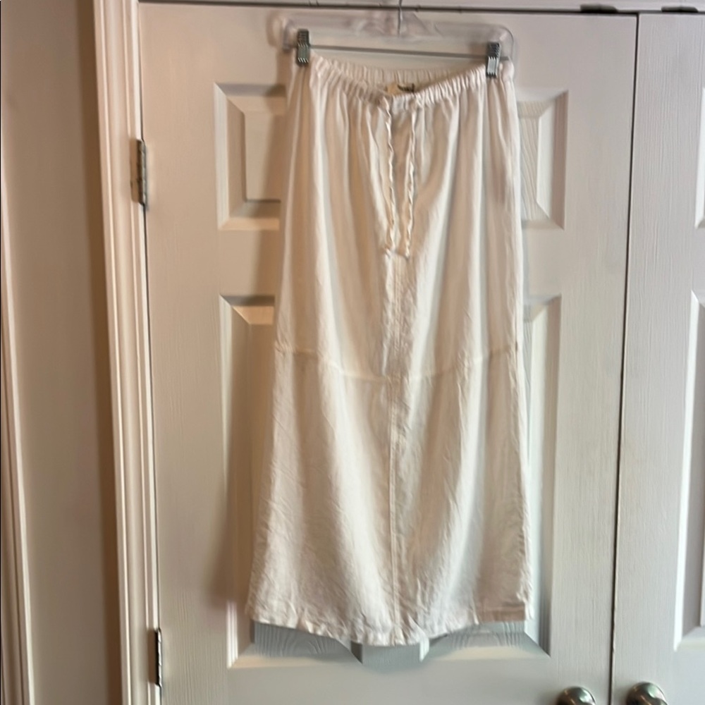 Pull&Bear White Midi Skirt, Drawstring Waist, size M